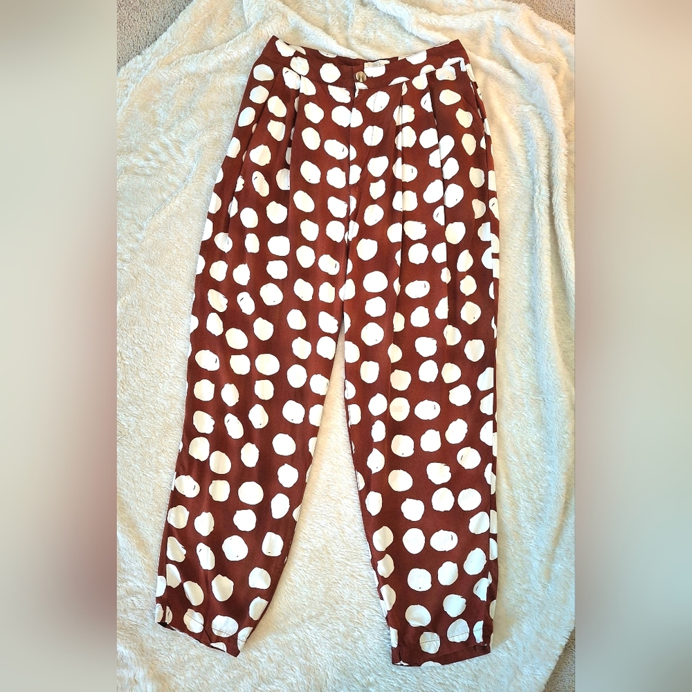 Urban Outfitters Rust Polka Dot Wide Leg Pants US 4 High Waisted